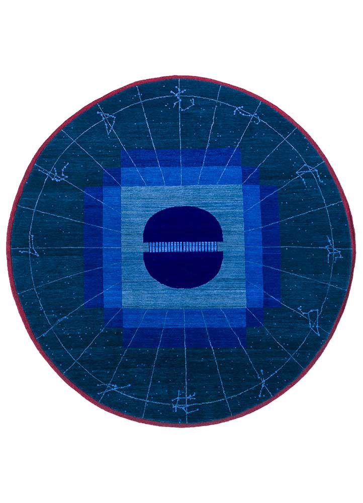 nakshatra blue wool hand knotted Rug