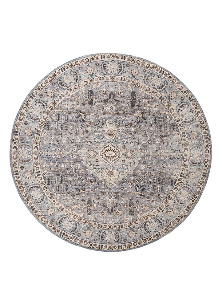 someplace in time blue afghan wool hand knotted Rug - HeadShot