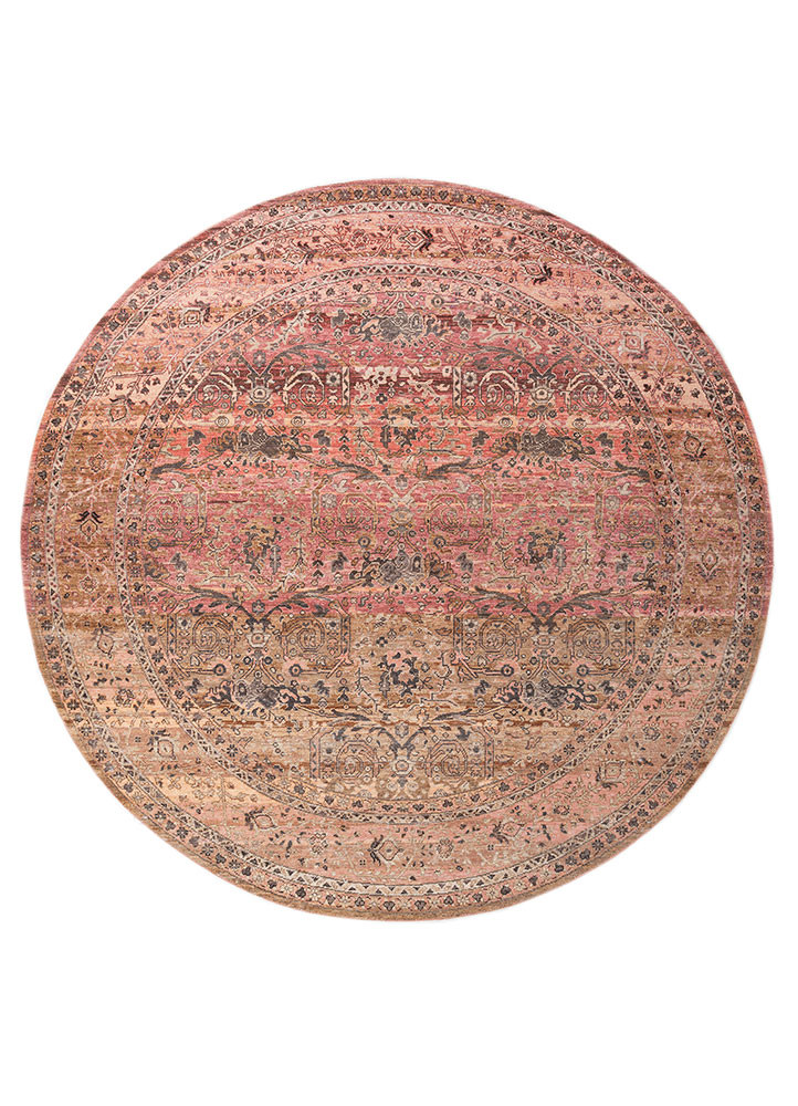 someplace in time red and orange afghan wool hand knotted Rug - HeadShot