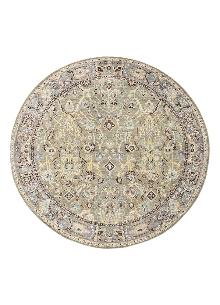 someplace in time green afghan wool hand knotted Rug