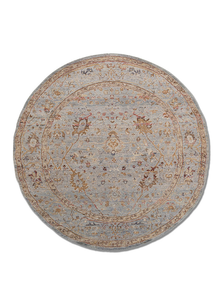 someplace in time blue afghan wool hand knotted Rug - HeadShot