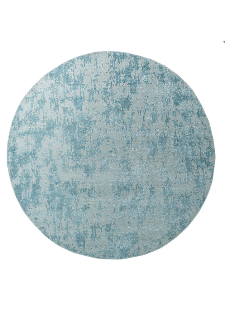 blue blue wool and bamboo silk hand knotted Rug
