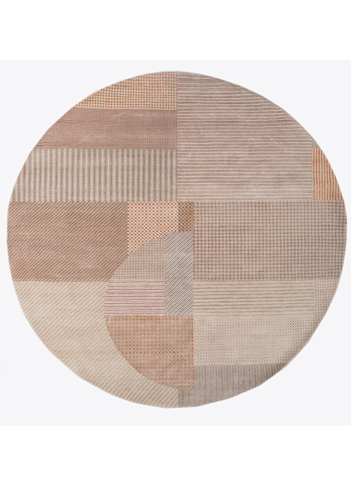  ivory wool and bamboo silk hand knotted Rug