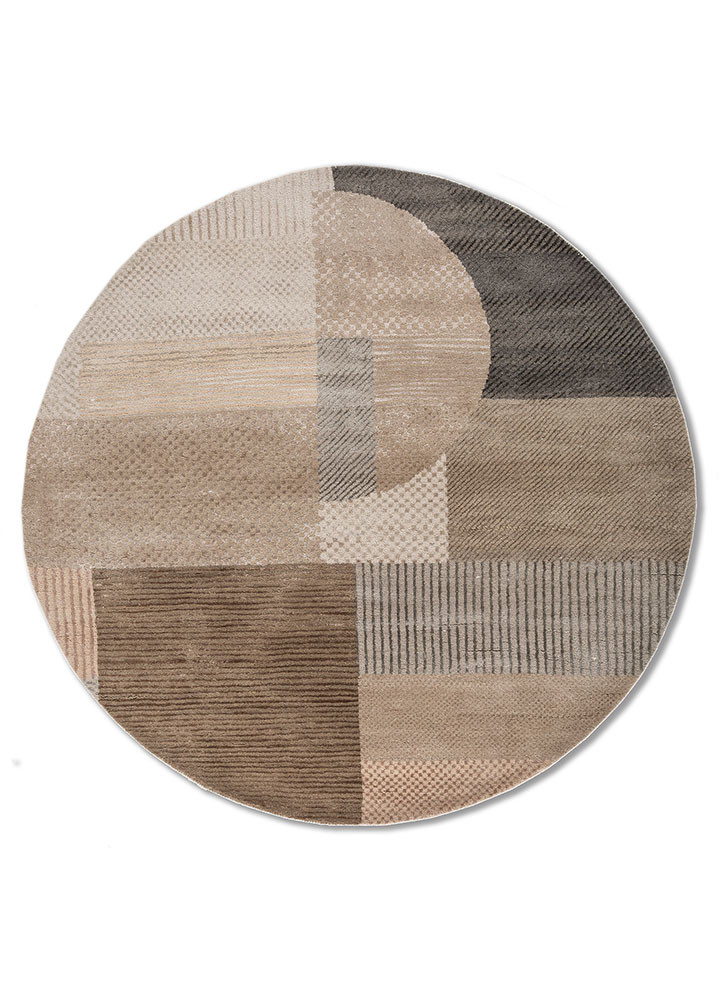 chaos theory by kavi ivory wool and bamboo silk hand knotted Rug - HeadShot