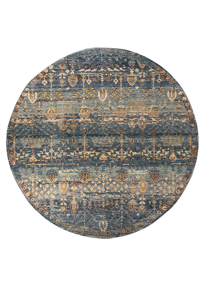  blue wool hand knotted Rug
