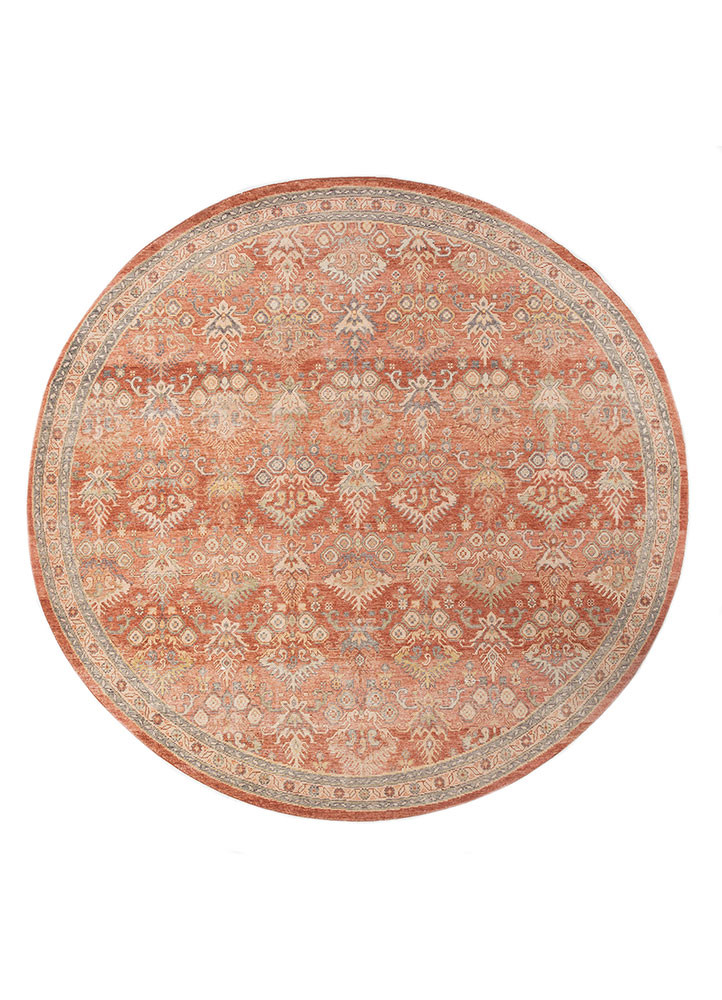 erbe red and orange wool hand knotted Rug - HeadShot