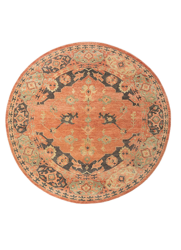 savana red and orange wool hand knotted Rug - HeadShot