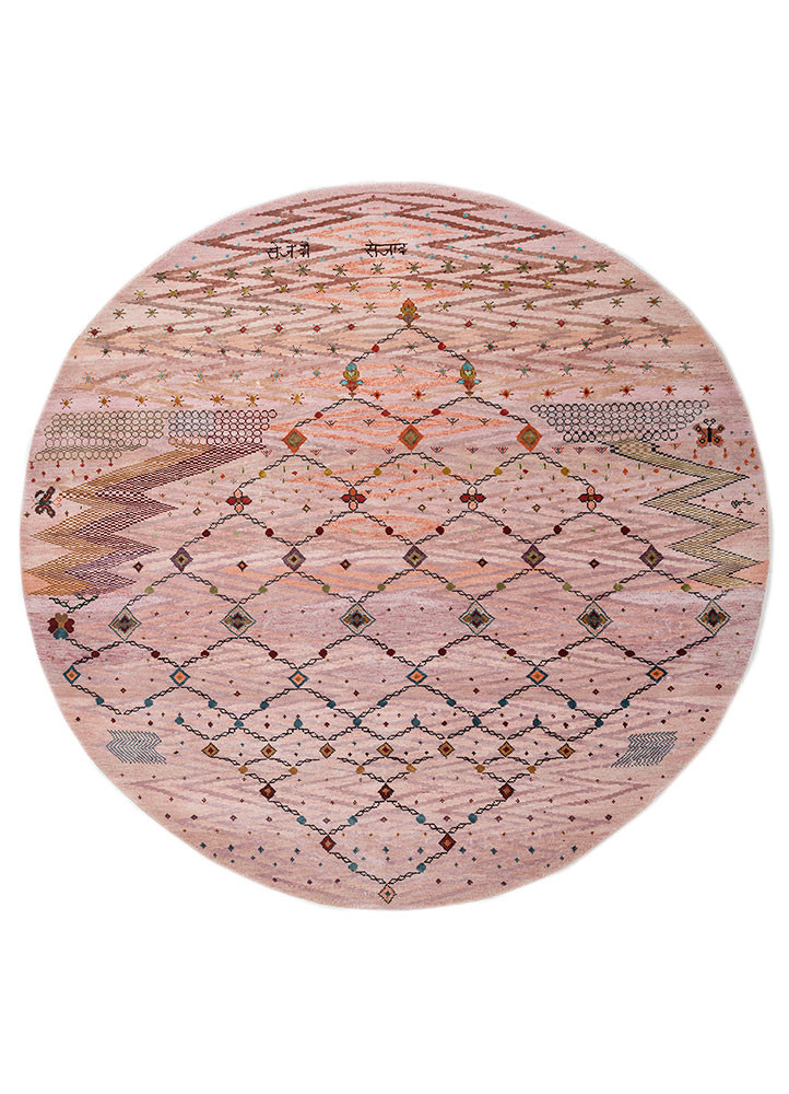 freedom manchaha pink and purple wool and bamboo silk hand knotted Rug - HeadShot freedom manchaha pink and purple wool and bamboo silk hand knotted Rug - HeadShot