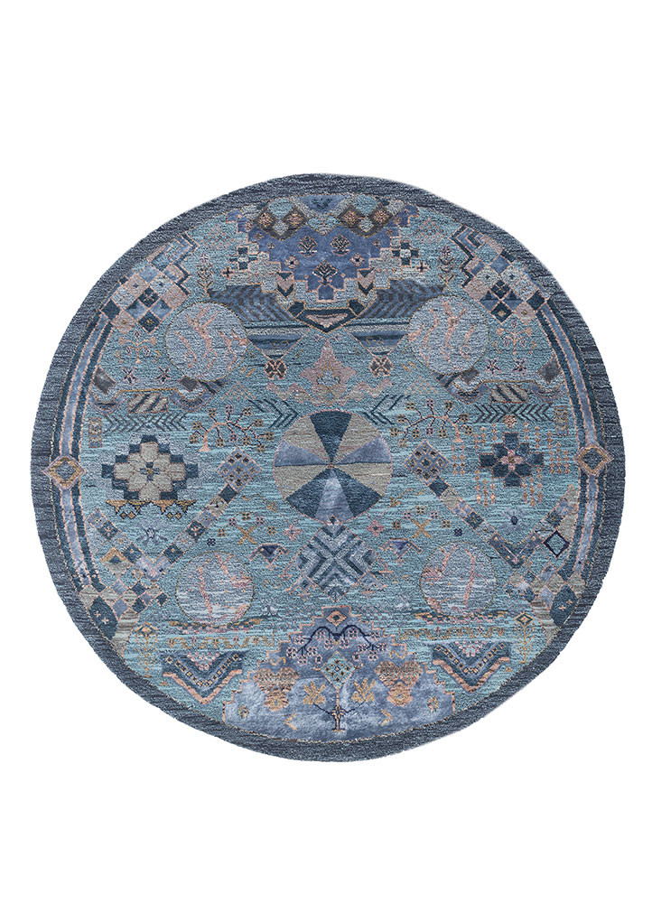 manchaha blue wool and bamboo silk hand knotted Rug - HeadShot manchaha blue wool and bamboo silk hand knotted Rug - HeadShot