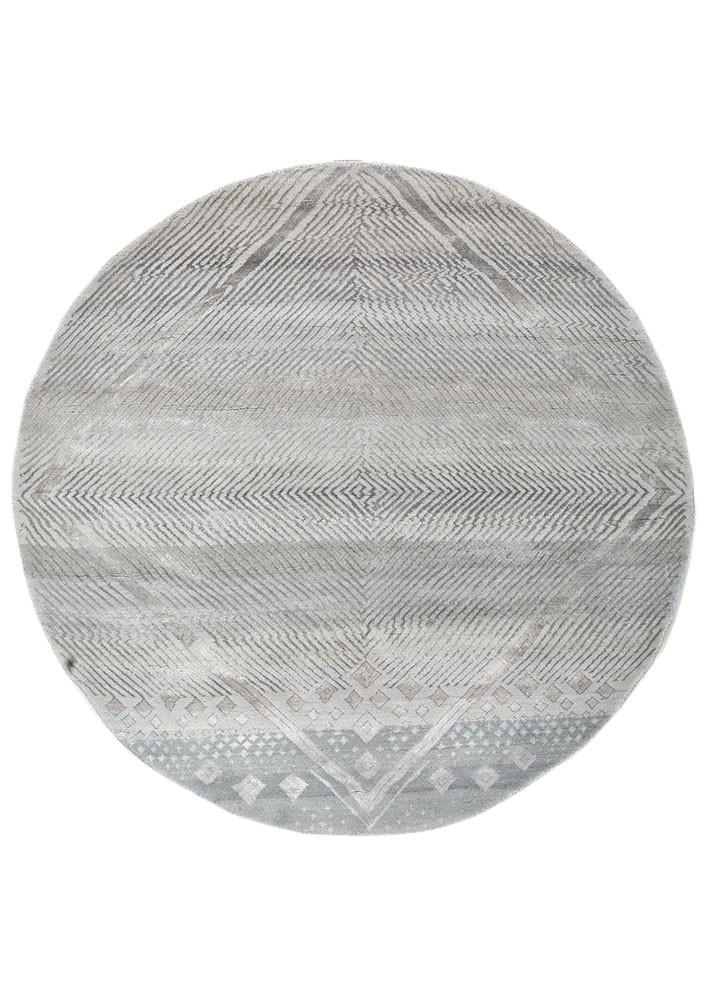 manchaha blue wool and bamboo silk hand knotted Rug - HeadShot