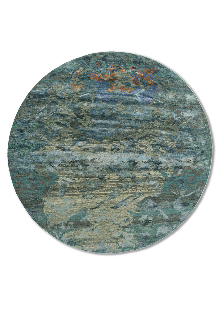 manchaha green wool and bamboo silk hand knotted Rug - HeadShot manchaha green wool and bamboo silk hand knotted Rug - HeadShot