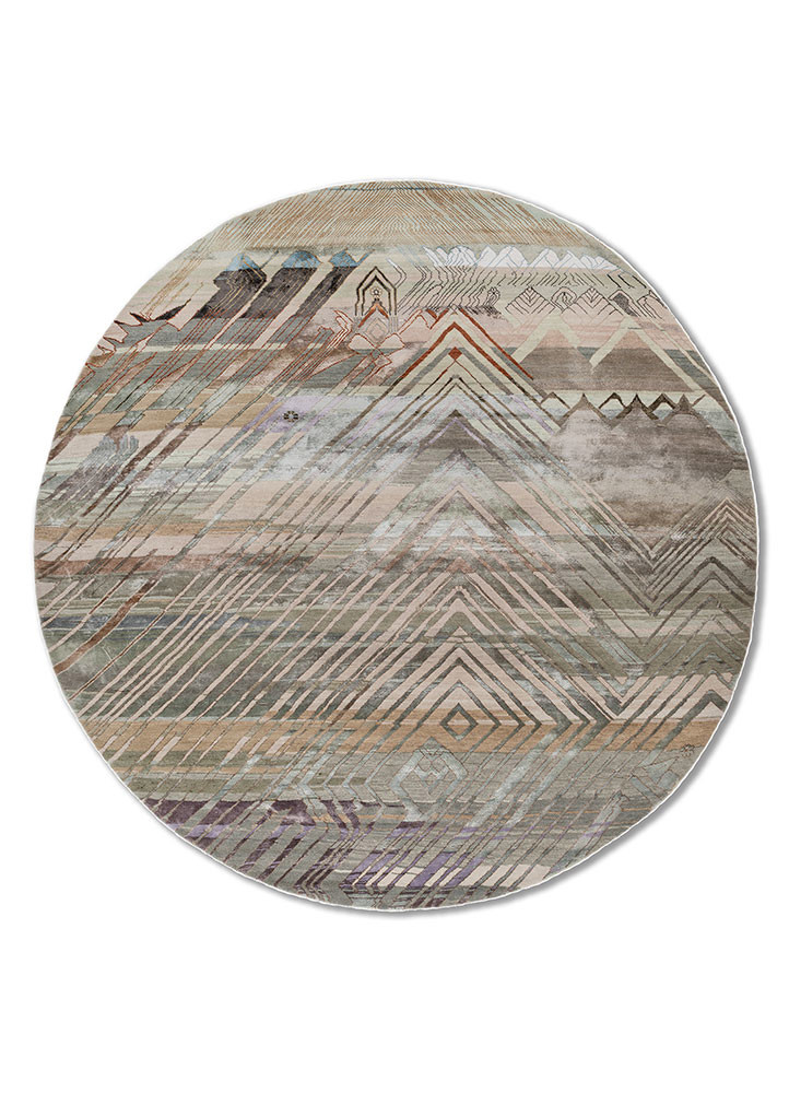 manchaha green wool and bamboo silk hand knotted Rug - HeadShot