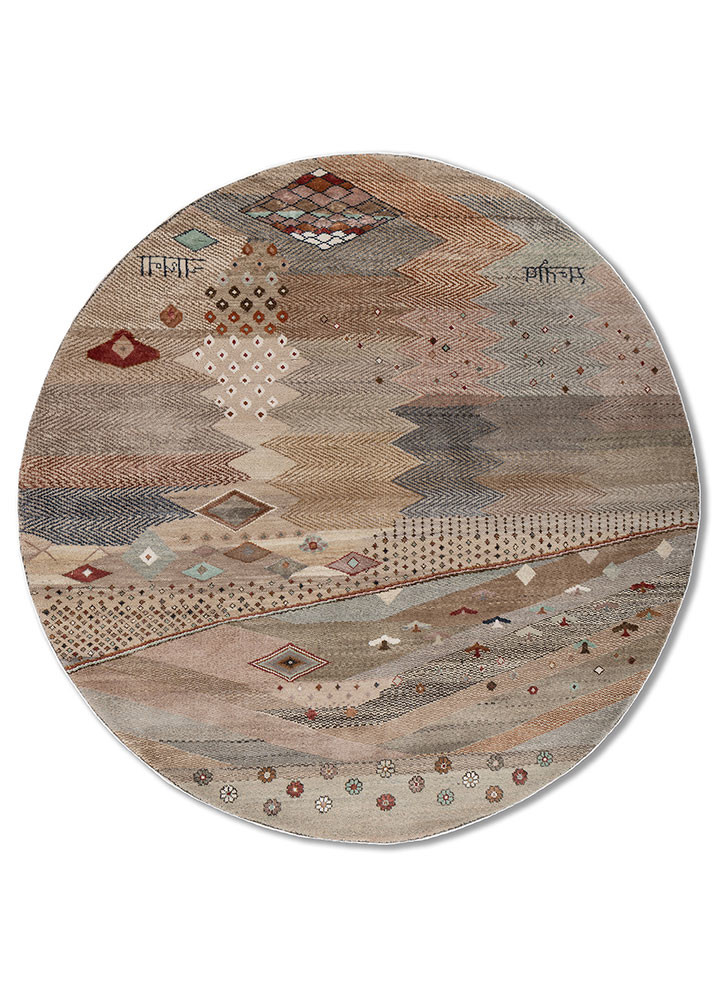 manchaha pink and purple wool and bamboo silk hand knotted Rug - HeadShot