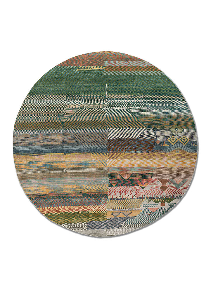 manchaha gold wool and bamboo silk hand knotted Rug - HeadShot