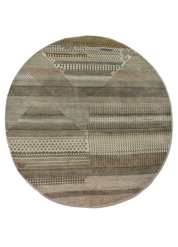 manchaha green wool and bamboo silk hand knotted Rug - HeadShot