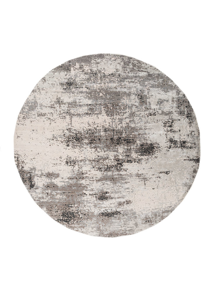 ivory ivory wool and bamboo silk hand knotted Rug