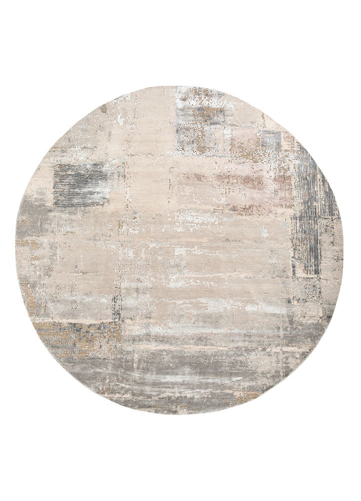  grey and black wool and bamboo silk hand knotted Rug