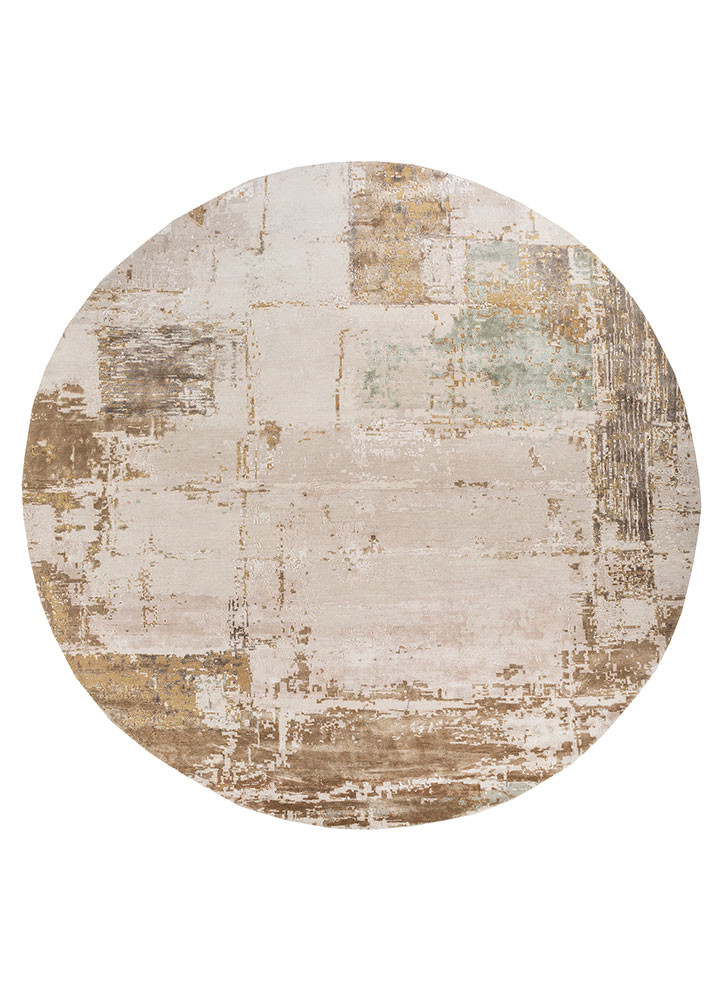  ivory wool and bamboo silk hand knotted Rug