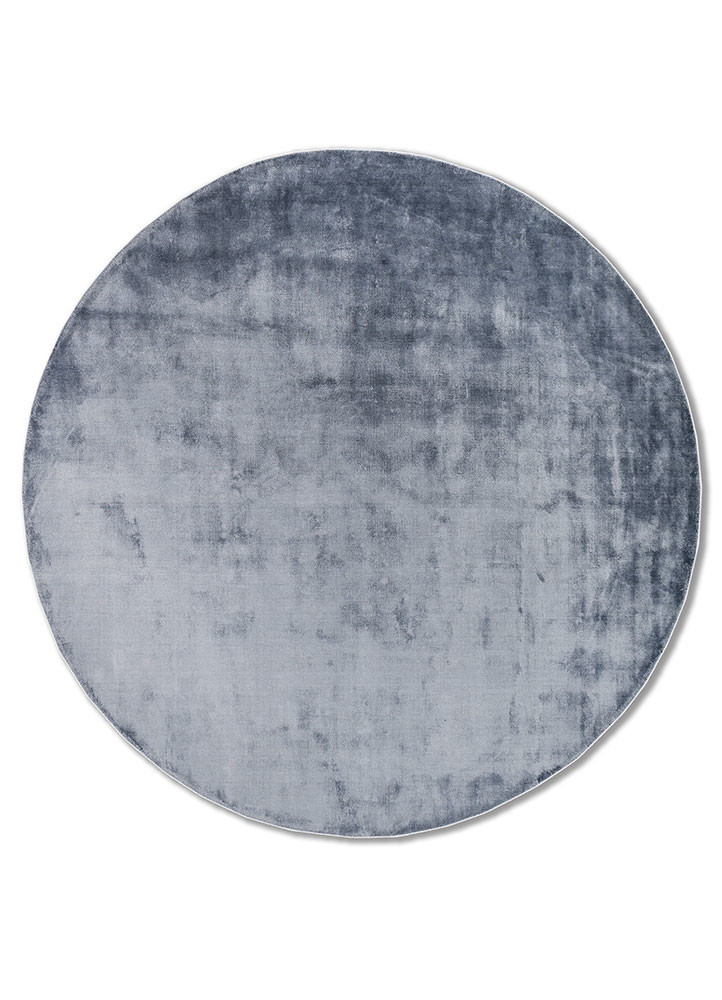 basis blue viscose hand loom Rug - HeadShot