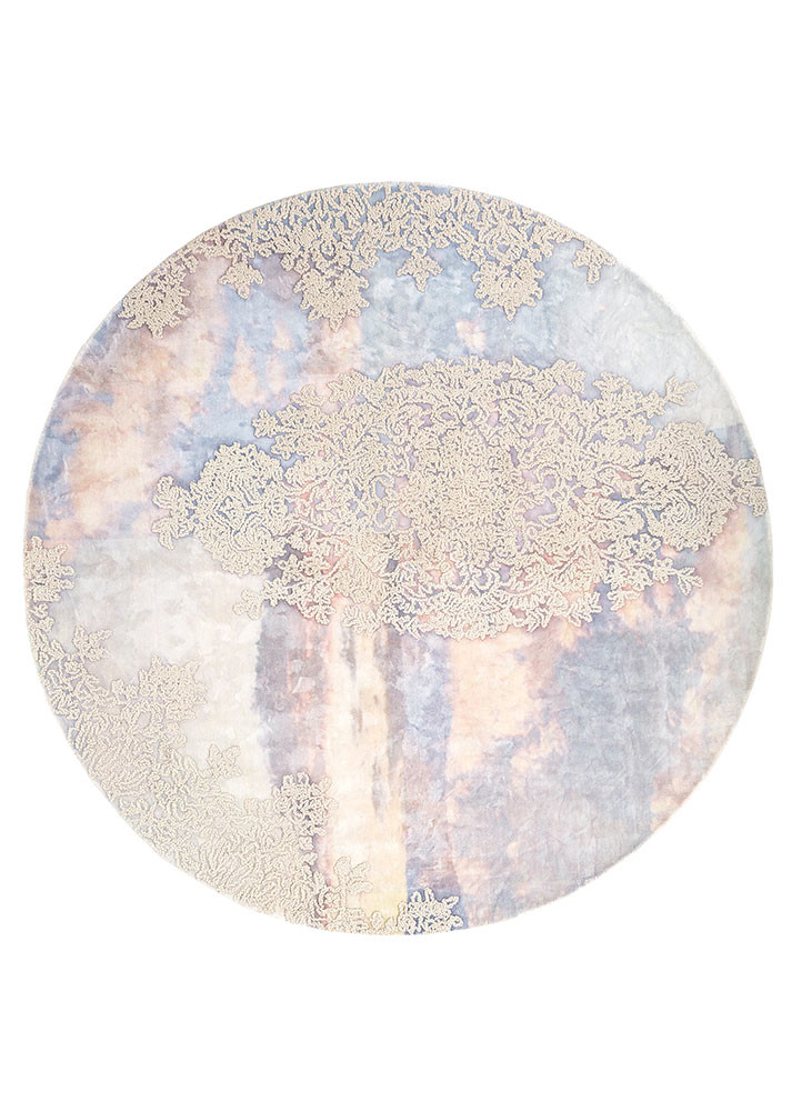 bespoke sile blue wool and viscose hand loom Rug - HeadShot