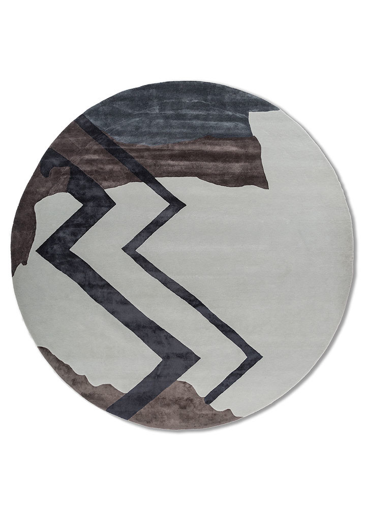contour ivory wool and bamboo silk hand tufted Rug - HeadShot