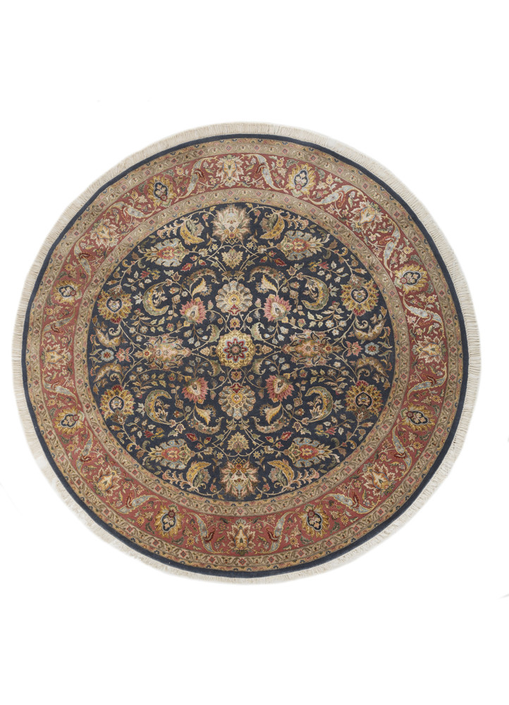  blue wool and silk hand knotted Rug