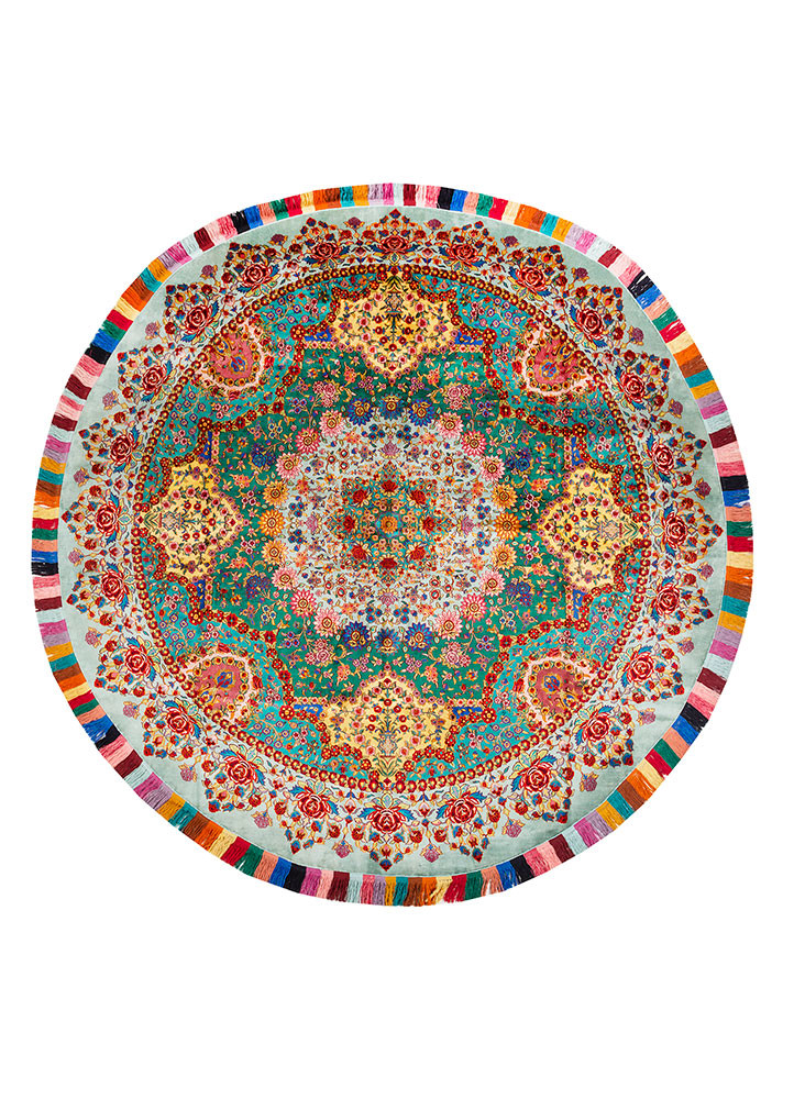 gulmarg green silk hand knotted Rug - HeadShot gulmarg green silk hand knotted Rug - HeadShot