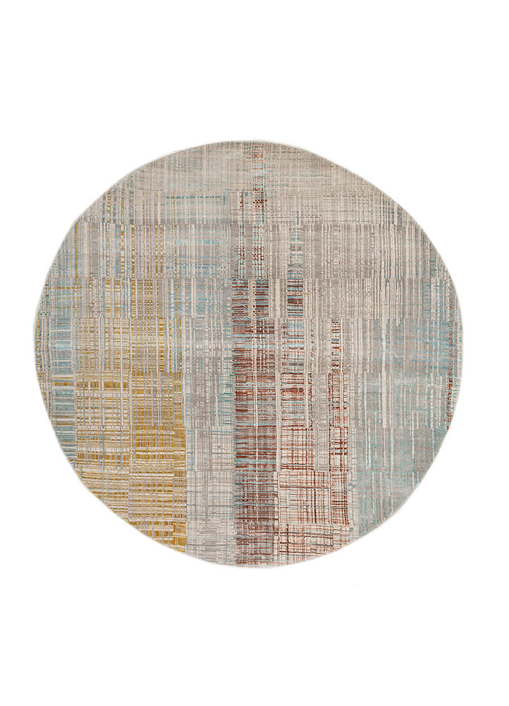 unstring by kavi grey and black wool and bamboo silk hand knotted Rug - HeadShot