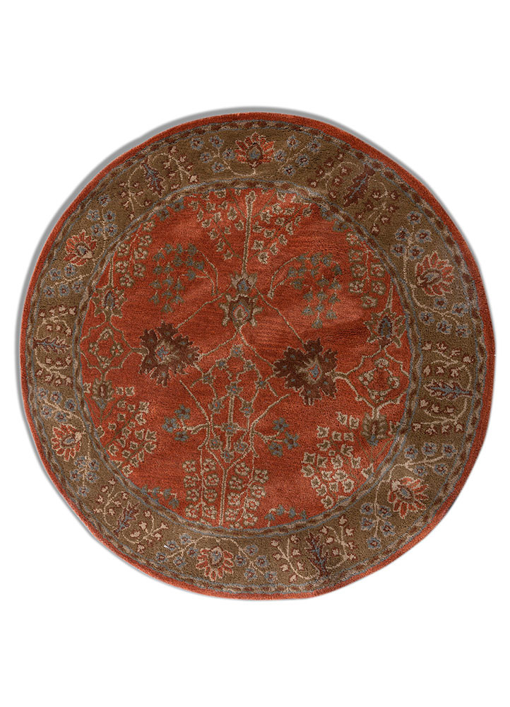  red and orange wool hand tufted Rug
