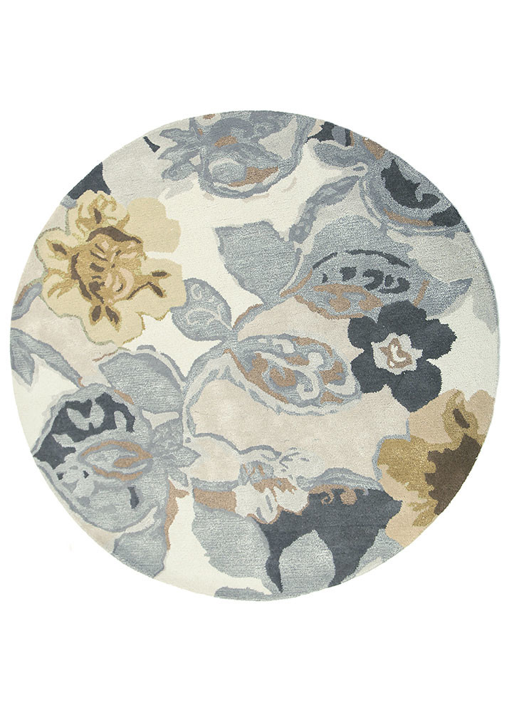 beige and brown beige and brown wool and viscose hand tufted Rug
