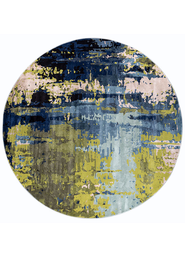 blue blue wool and viscose hand tufted Rug
