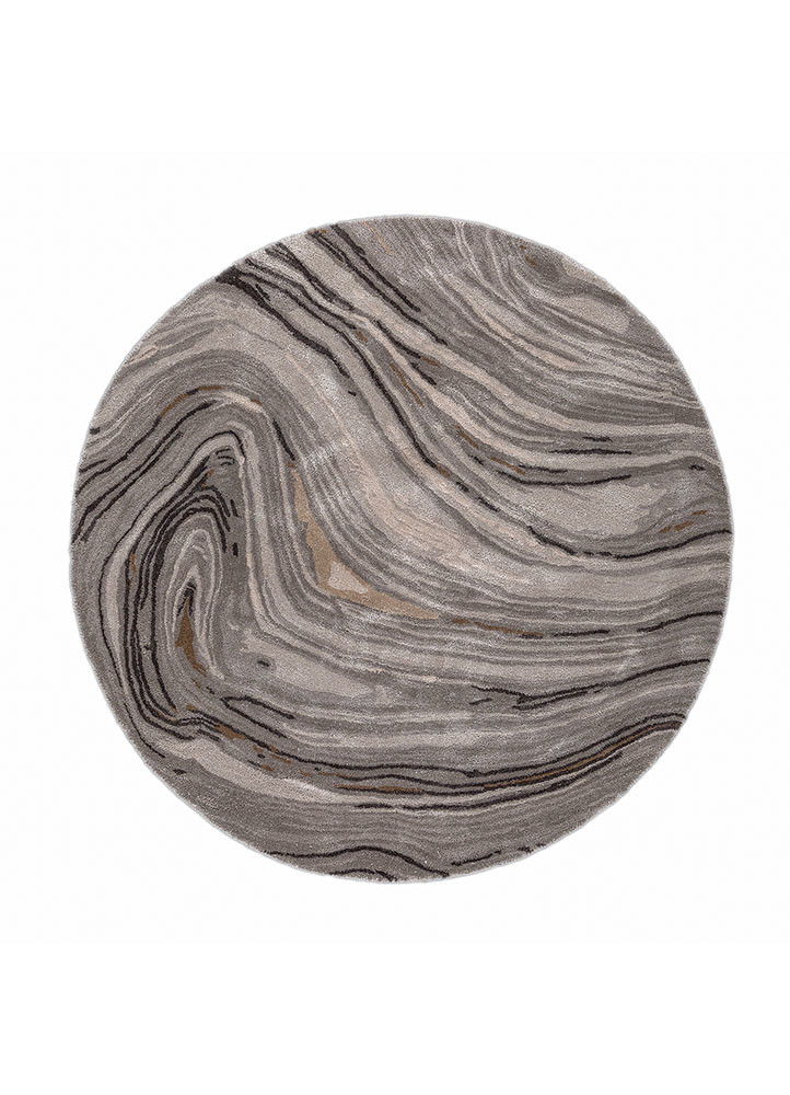 genesis grey and black wool and viscose hand tufted Rug - HeadShot