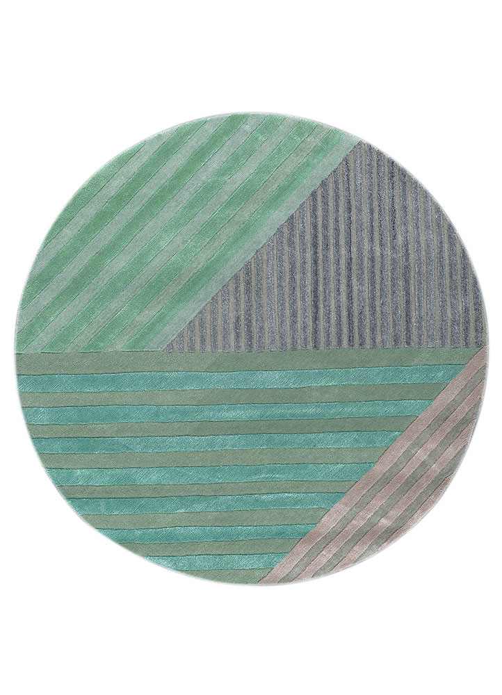 come around blue wool and viscose hand tufted Rug - HeadShot