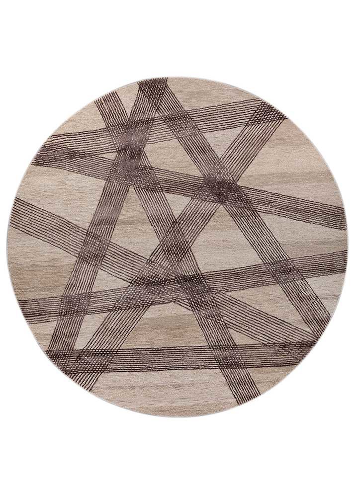 beige and brown beige and brown wool and viscose hand tufted Rug