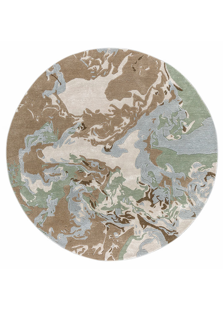 genesis blue wool and viscose hand tufted Rug - HeadShot