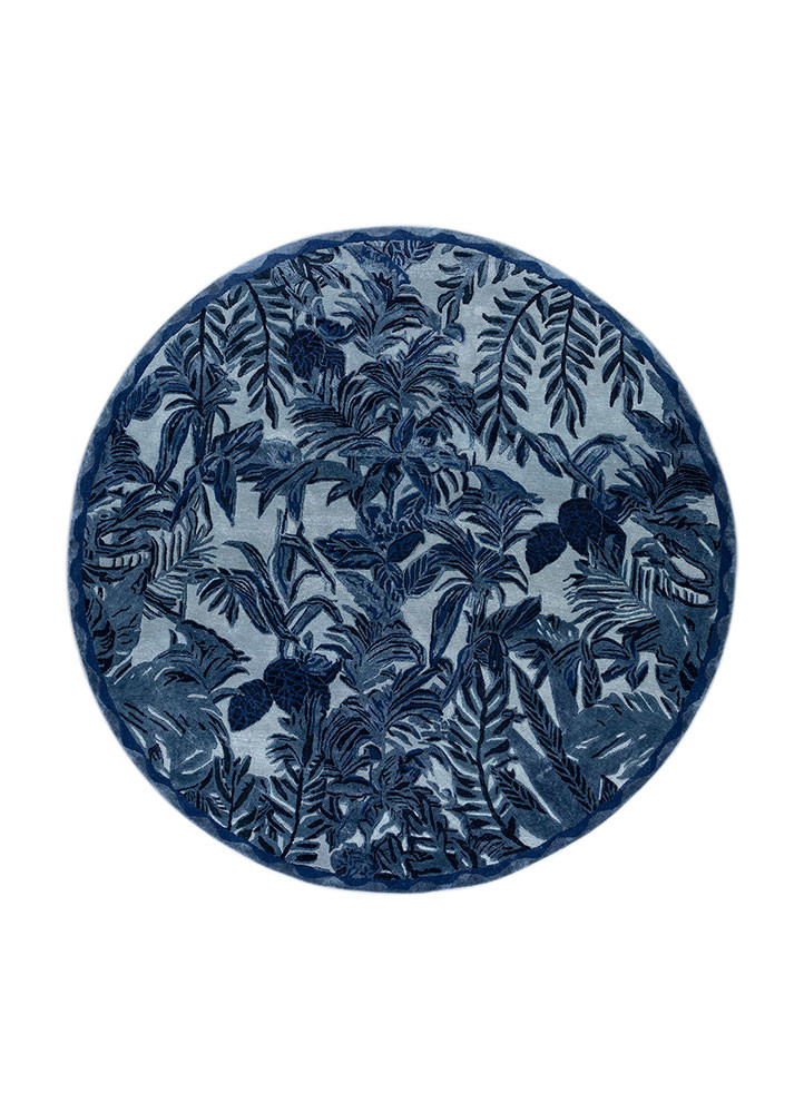  blue wool and viscose hand tufted Rug