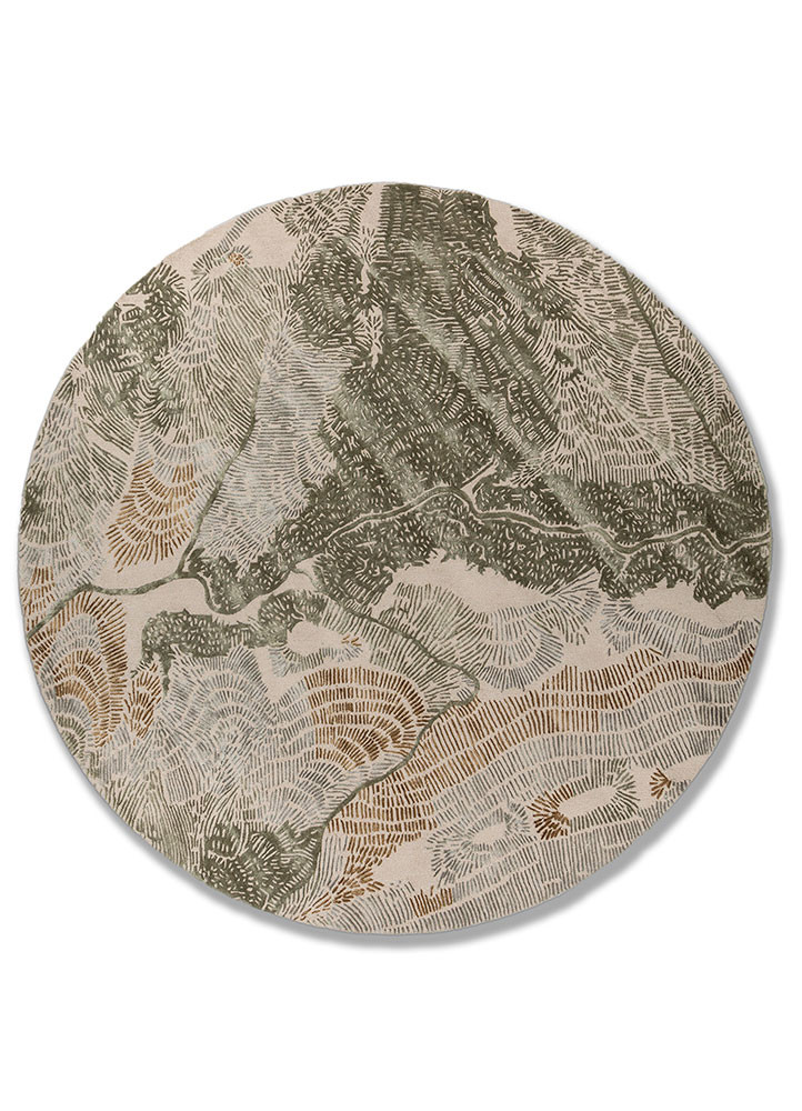  gold wool and viscose hand tufted Rug