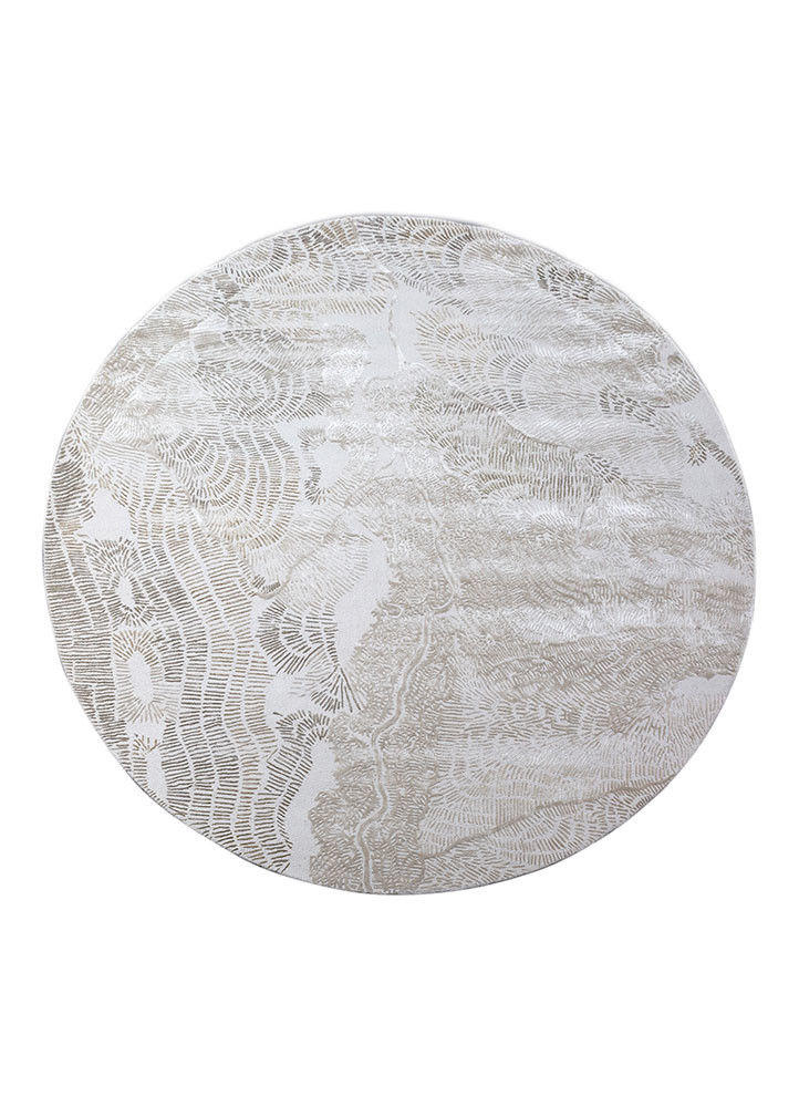 white noise ivory wool and viscose hand tufted Rug - HeadShot