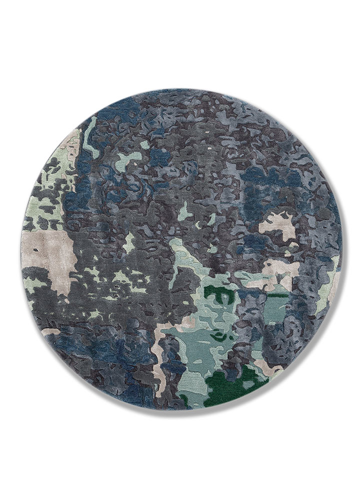 genesis blue wool and viscose hand tufted Rug - HeadShot
