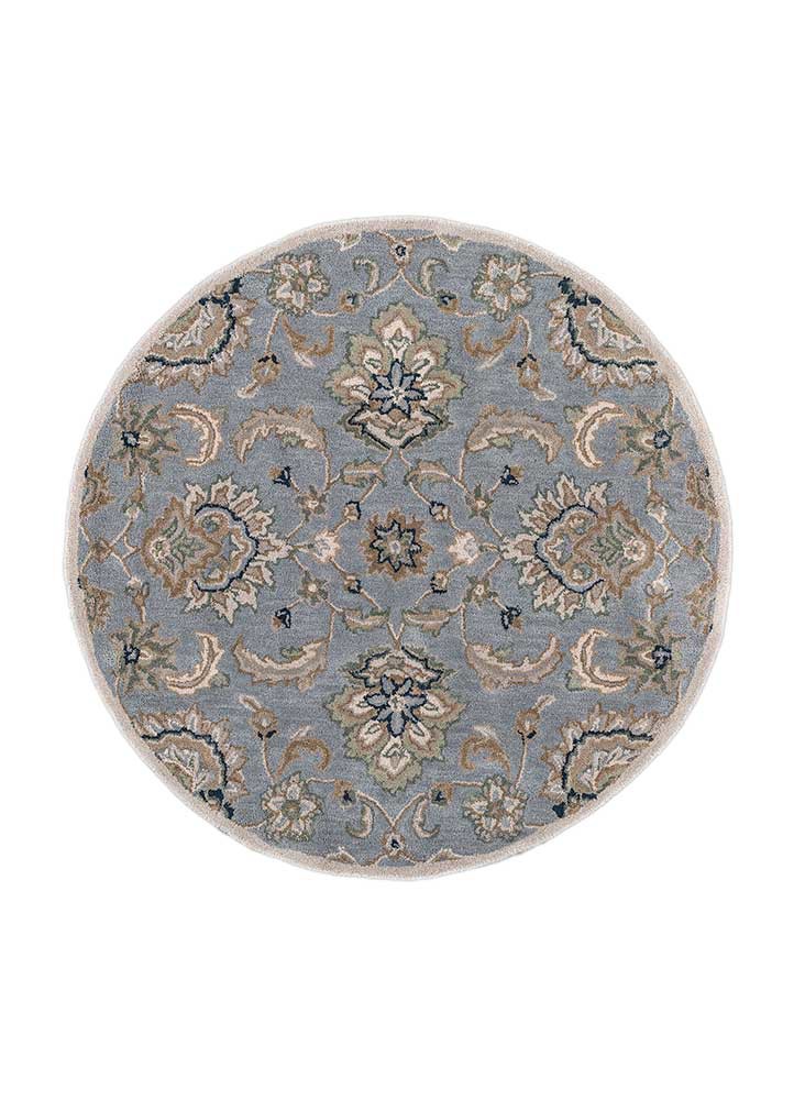 blue blue wool hand tufted Rug