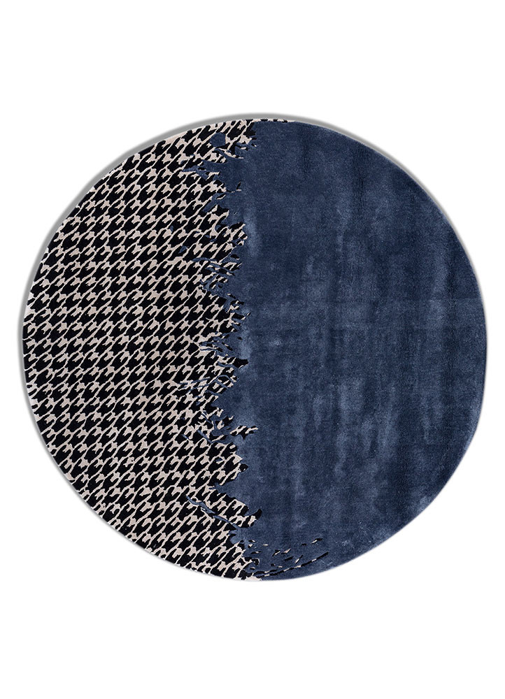 blue blue wool and viscose hand tufted Rug
