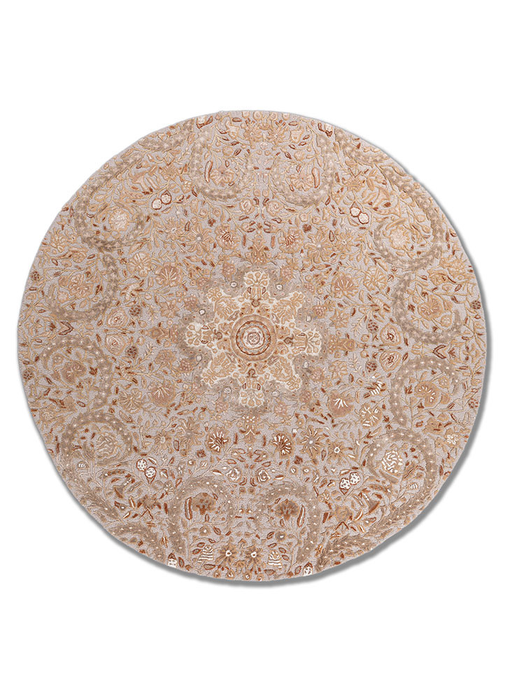  ivory wool and viscose hand tufted Rug