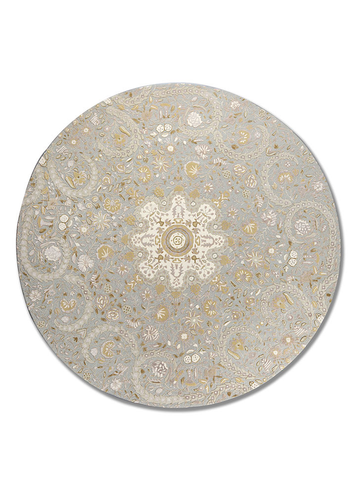  blue wool and viscose hand tufted Rug