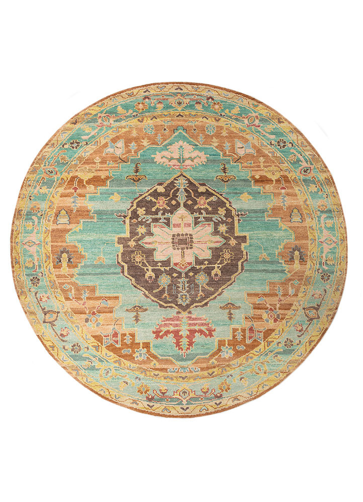 savana red and orange wool hand knotted Rug - HeadShot