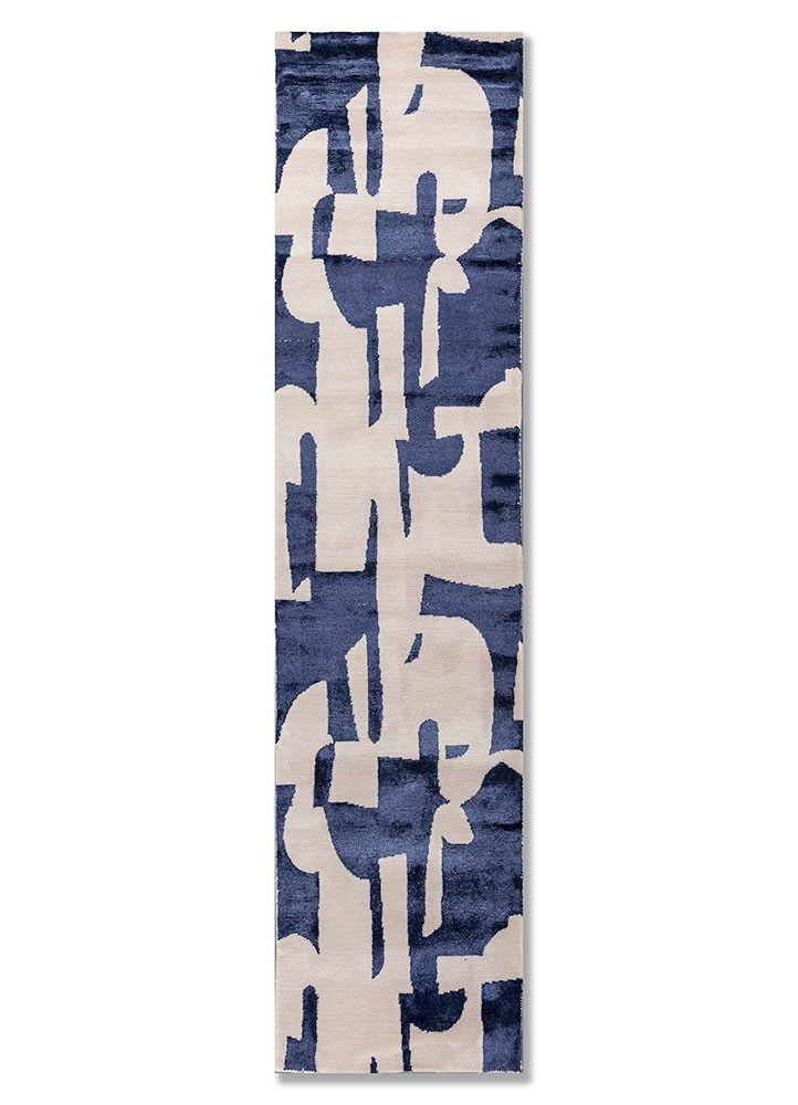 white noise ivory wool and bamboo silk hand knotted Rug - HeadShot white noise ivory wool and bamboo silk hand knotted Rug - HeadShot