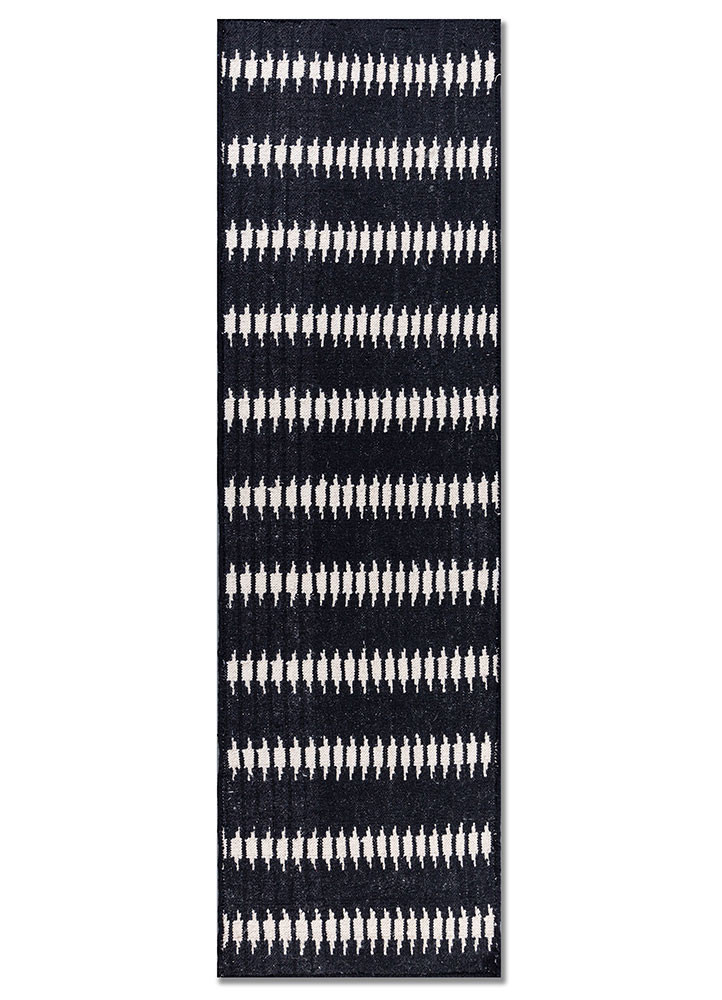 indusbar grey and black wool flat weaves Rug - HeadShot