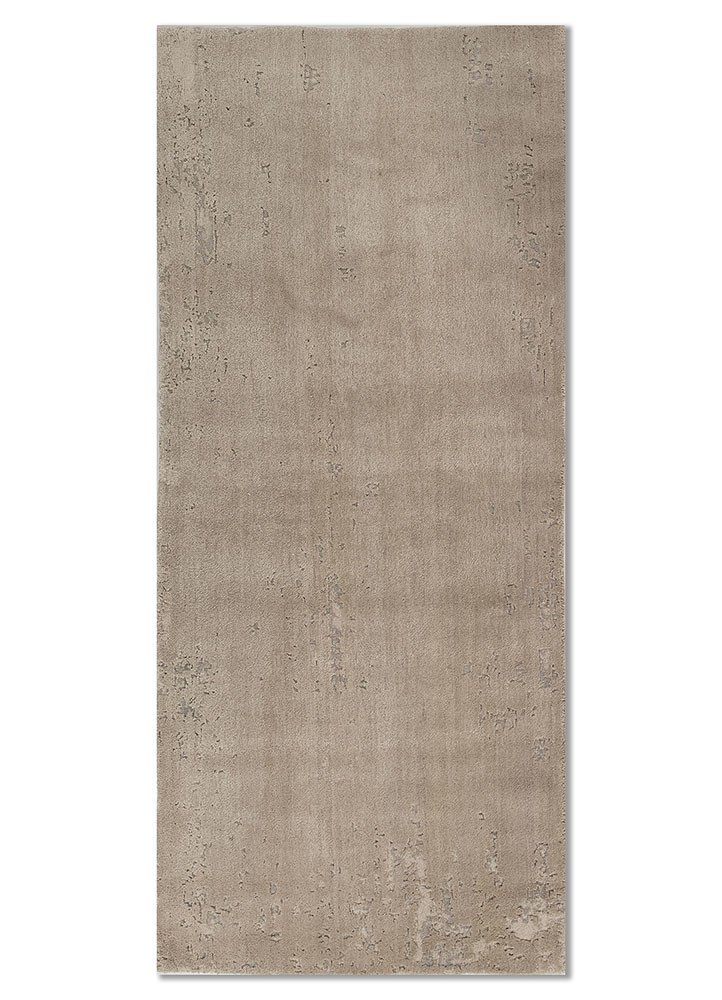 aprezo beige and brown wool and bamboo silk hand knotted Rug - HeadShot