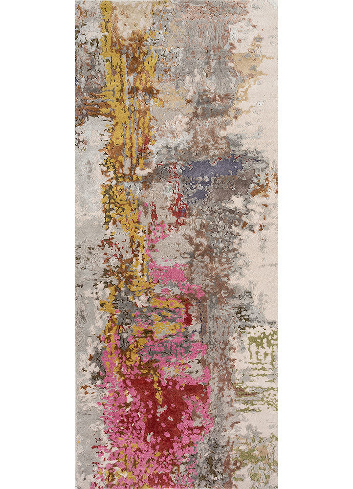  grey and black wool and bamboo silk hand knotted Rug