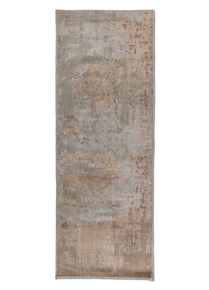  ivory wool and bamboo silk hand knotted Rug