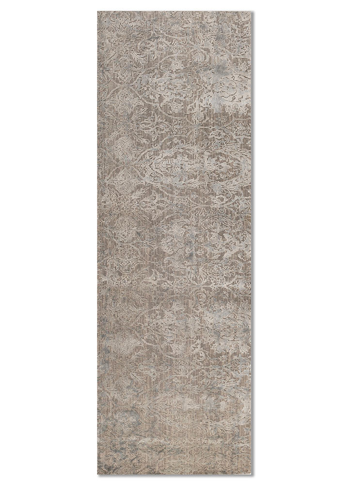 chaos theory by kavi grey and black wool and bamboo silk hand knotted Rug - HeadShot